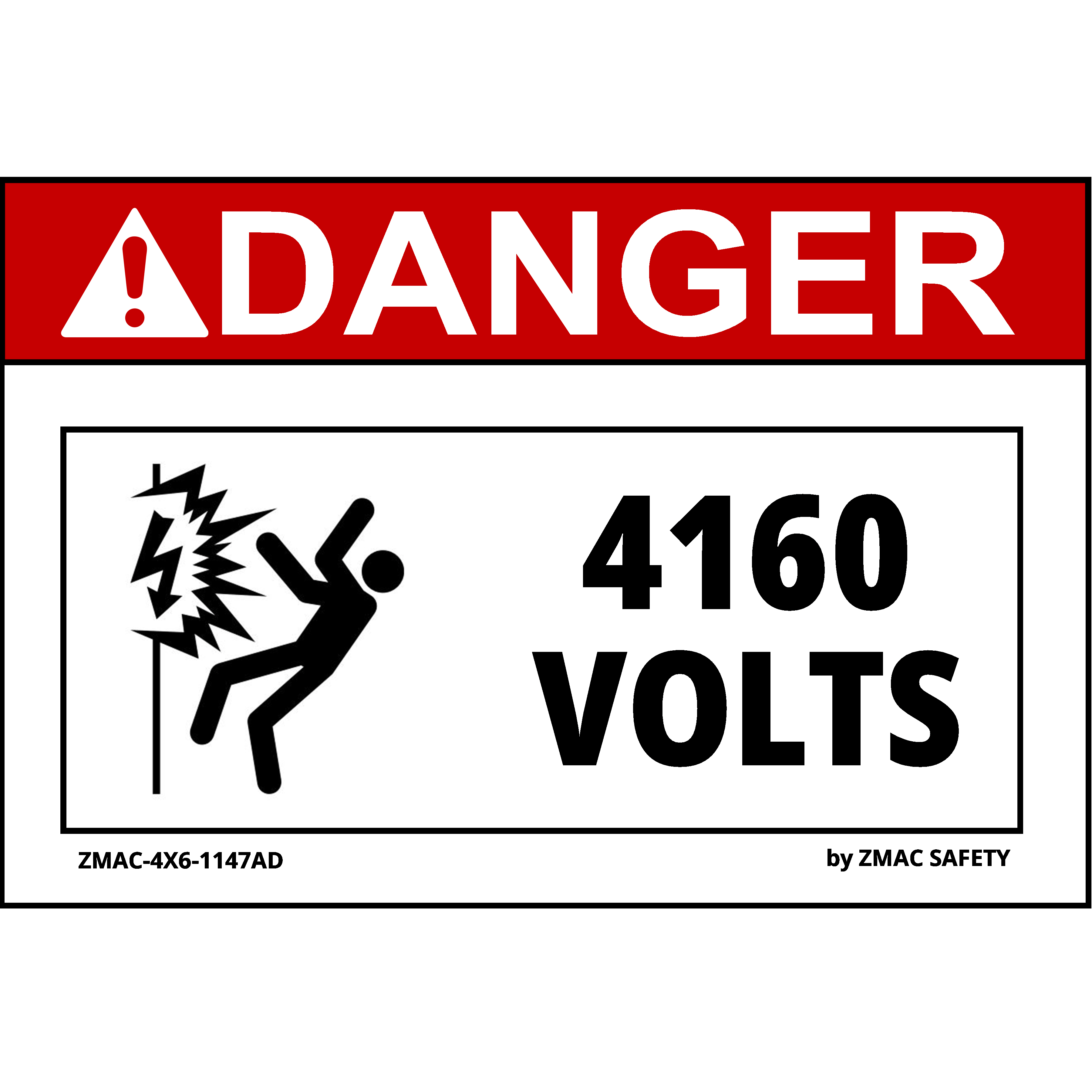 10 Pack 4"X6" Volt Rating 4160V Label Sticker Decal #1147
